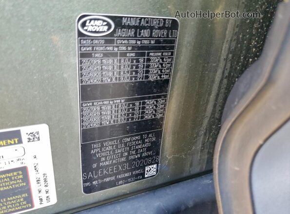 SALEKEEX3L2020828 2020 LAND ROVER DEFENDER Green Вид підкапотного простору
