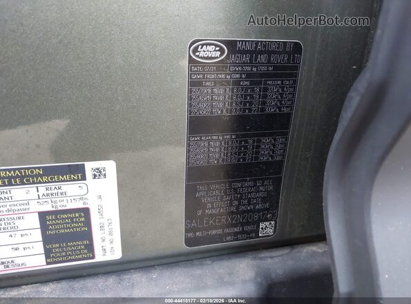 SALEKERX2N2081763 2022 LAND ROVER DEFENDER Зеленый Вид подкапотного пространства
