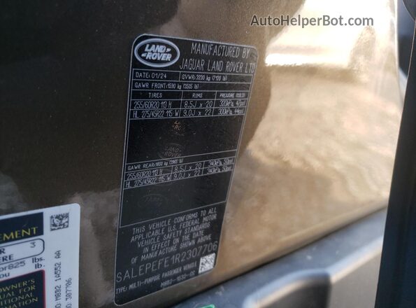 SALEPEFE1R2307706 2024 LAND ROVER DEFENDER Желто-коричневый Панорамный вид салона 360°