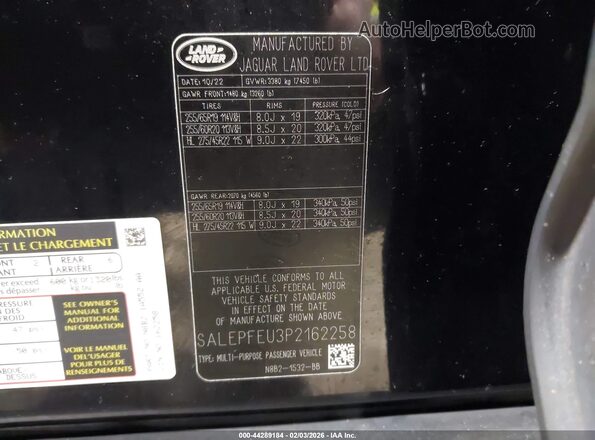 SALEPFEU3P2162258 2023 LAND ROVER DEFENDER Black Vista del compartimento del motor