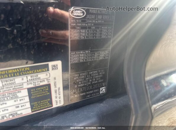 SALEX7EU3L2032786 2020 LAND ROVER DEFENDER Black Շարժիչի բաժամունքի տեսք