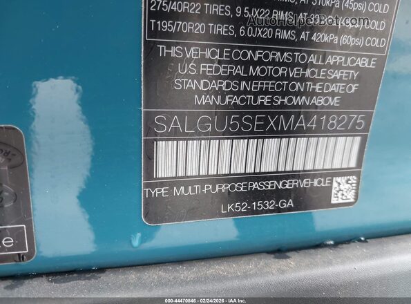 SALGU5SEXMA418275 2021 LAND ROVER RANGE ROVER Синий Вид подкапотного пространства