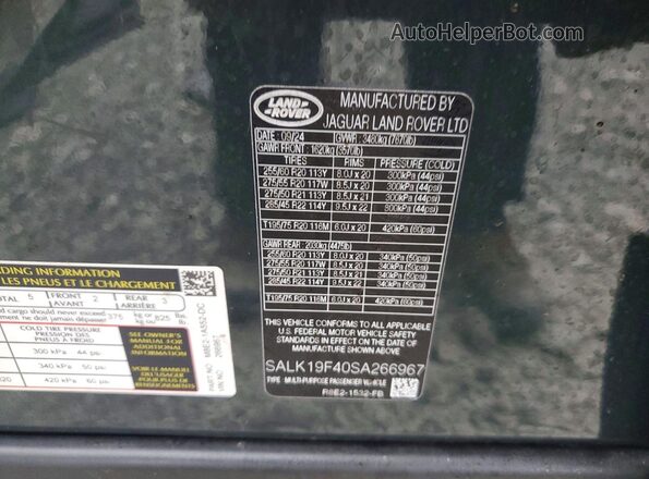 SALK19F40SA266967 2025 LAND ROVER RANGE Green 