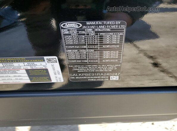 SALKPBE91RA248247 2024 LAND ROVER RANGE Black VIN կոդի պիտակի տեսք