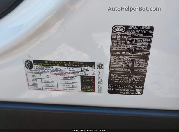 SALKPBE97RA236491 2024 LAND ROVER RANGE ROVER Белый Вид подкапотного пространства