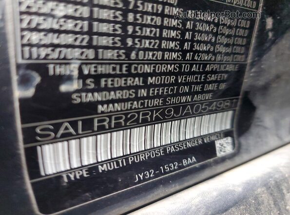 SALRR2RK9JA054981 2018 LAND ROVER DISCOVERY Серый 