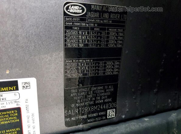 SALRT2RX8M2448306 2021 LAND ROVER DISCOVERY Silver Սալոնի 360 աստիճան տեսք