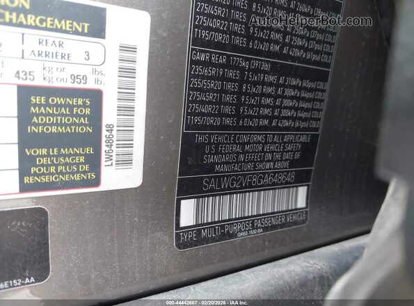 SALWG2VF8GA648648 2016 LAND ROVER RANGE ROVER SPORT Dark Brown Շարժիչի բաժամունքի տեսք