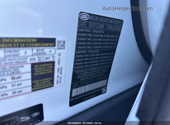 SALWR2SE3LA894524 2020 LAND ROVER RANGE ROVER SPORT White 