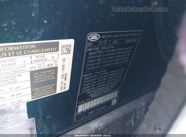 SALWV2SV5JA808557 2018 LAND ROVER RANGE ROVER SPORT Green Widok komory silnika