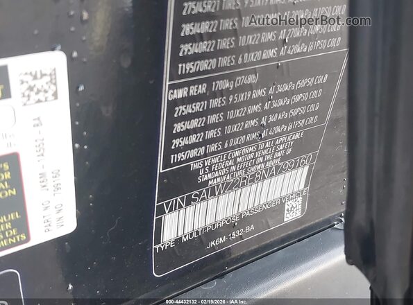 SALWZ2RE8NA799160 2022 LAND ROVER RANGE ROVER SPORT Черный Вид подкапотного пространства