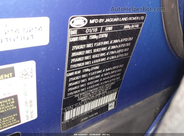 SALWZ2SE6JA189388 2018 LAND ROVER RANGE ROVER SPORT Blue ძრავის განყოფილების ხედი