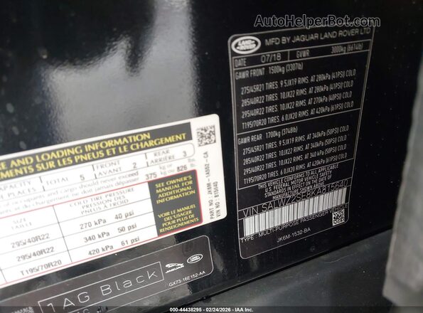 SALWZ2SE8KA815640 2019 LAND ROVER RANGE ROVER SPORT Black ძრავის განყოფილების ხედი