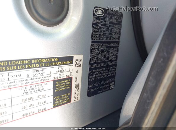 SALYB2EX8LA261768 2020 LAND ROVER RANGE ROVER VELAR Silver 