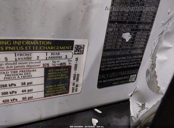 SALYJ2EU1MA300422 2021 LAND ROVER RANGE ROVER VELAR White Вид підкапотного простору
