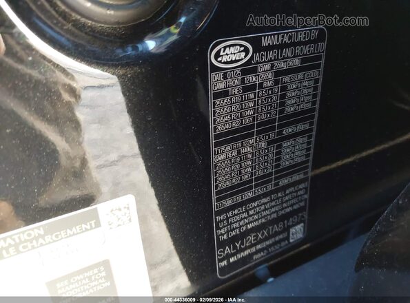 SALYJ2EXXTA814973 2026 LAND ROVER RANGE ROVER VELAR Черный Вид подкапотного пространства