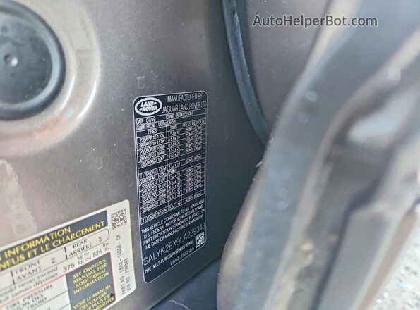 SALYK2EX9LA239343 2020 LAND ROVER RANGE ROVER Gray 