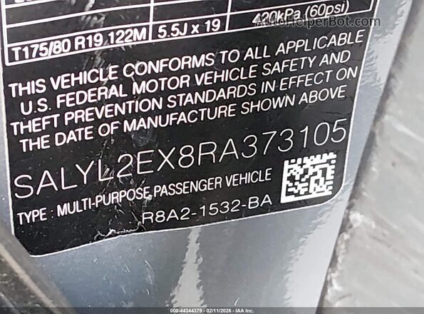 SALYL2EX8RA373105 2024 LAND ROVER RANGE ROVER VELAR Gray Widok komory silnika