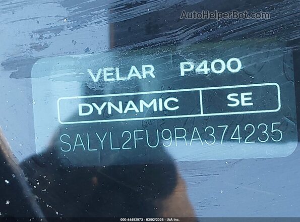 SALYL2FU9RA374235 2024 LAND ROVER RANGE ROVER VELAR Silver Вид підкапотного простору