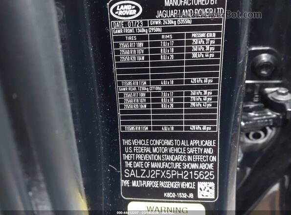 SALZJ2FX5PH215625 2023 LAND ROVER RANGE ROVER EVOQUE Black Շարժիչի բաժամունքի տեսք