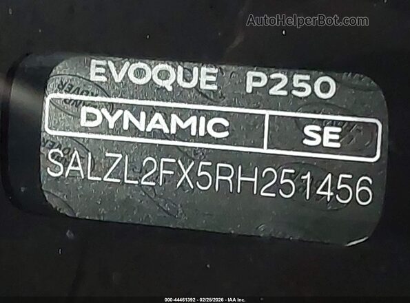 SALZL2FX5RH251456 2024 LAND ROVER RANGE ROVER EVOQUE Black Engine compartment view