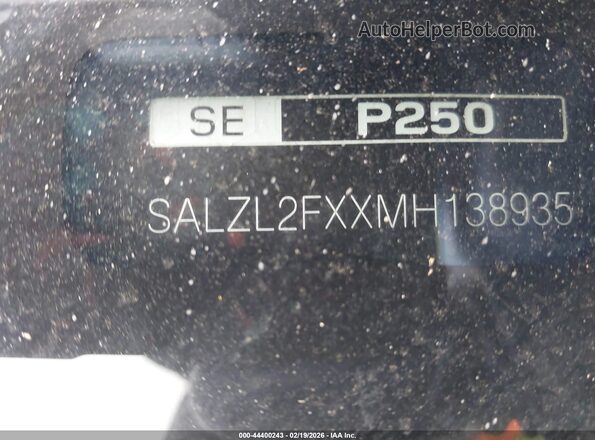 SALZL2FXXMH138935 2021 LAND ROVER RANGE ROVER EVOQUE Tan Вид підкапотного простору