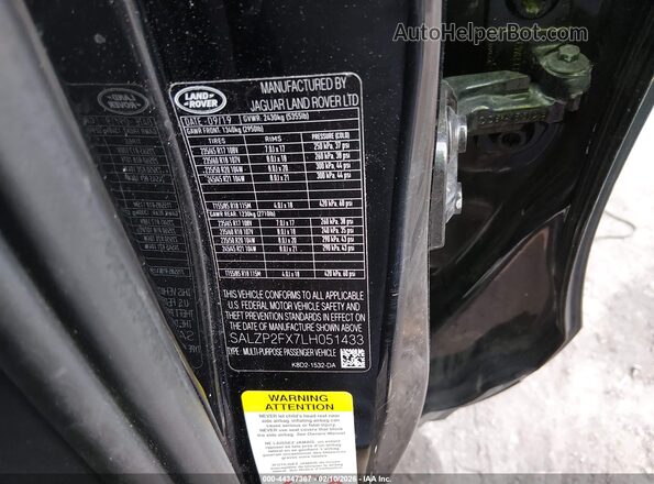 SALZP2FX7LH051433 2020 LAND ROVER RANGE ROVER EVOQUE Black ძრავის განყოფილების ხედი