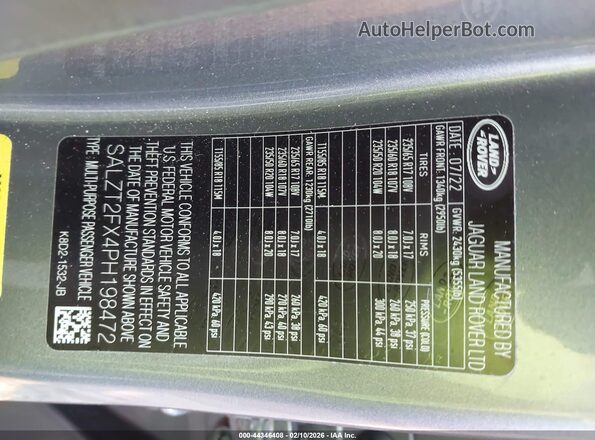 SALZT2FX4PH198472 2023 LAND ROVER RANGE ROVER EVOQUE Silver Engine compartment view