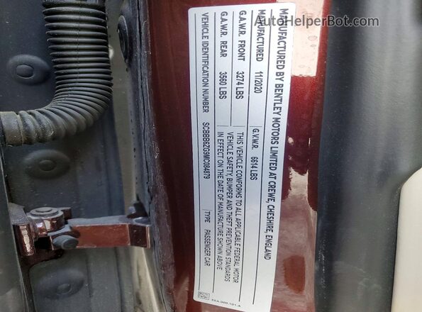 SCBBB6ZG9MC084879 2021 BENTLEY OTHER Burgundy VIN sticker view