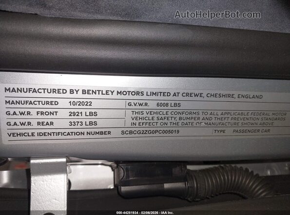 SCBCG2ZG0PC005019 2023 BENTLEY OTHER Gray Engine compartment view