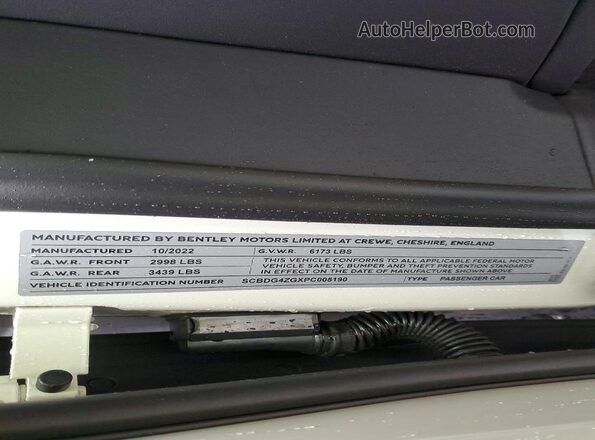 SCBDG4ZGXPC005190 2023 BENTLEY OTHER White Engine compartment view