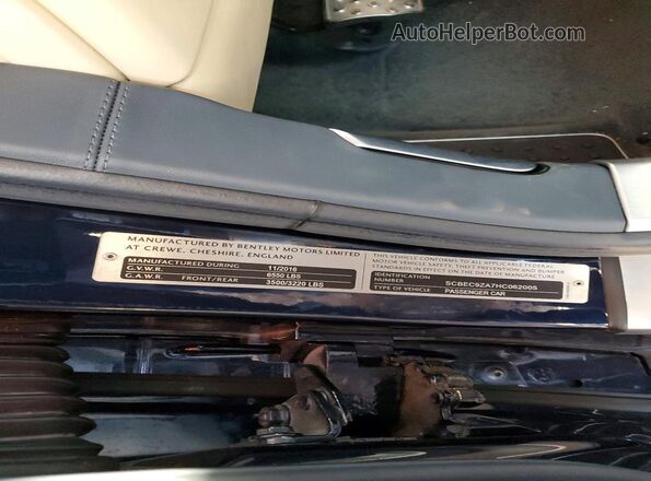 SCBEC9ZA7HC062005 2017 BENTLEY OTHER Blue Вид наклейки з VIN-кодом