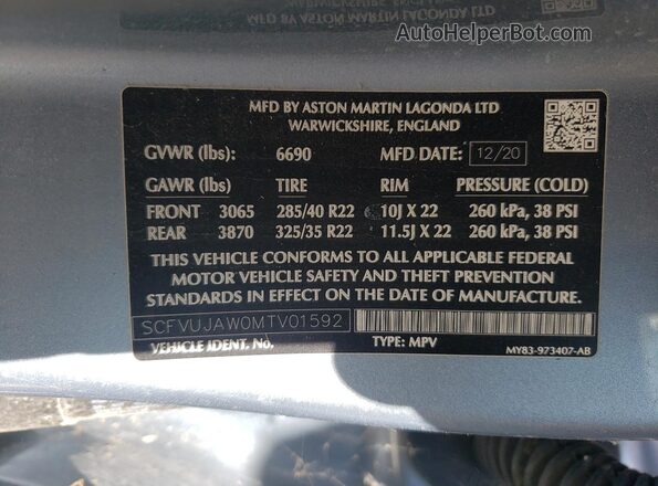 SCFVUJAW0MTV01592 2021 ASTON MARTIN DBX Blue 