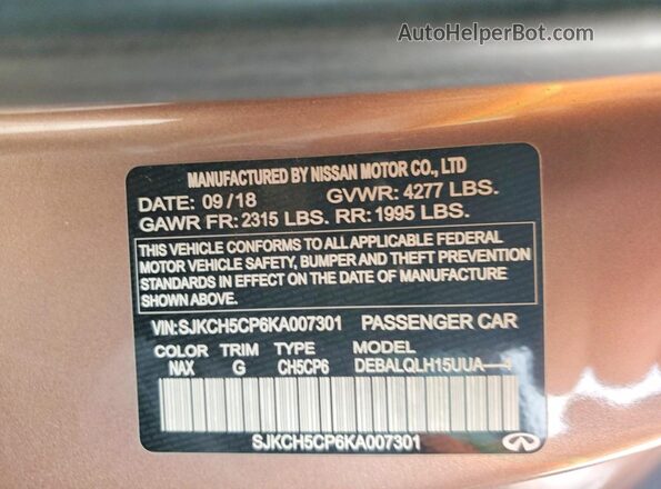 SJKCH5CP6KA007301 2019 INFINITI QX30 Pink 