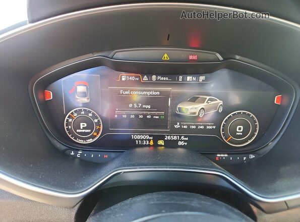 TRUC5AFV3H1012159 2017 AUDI TT Silver Widok zestawu wskaźników
