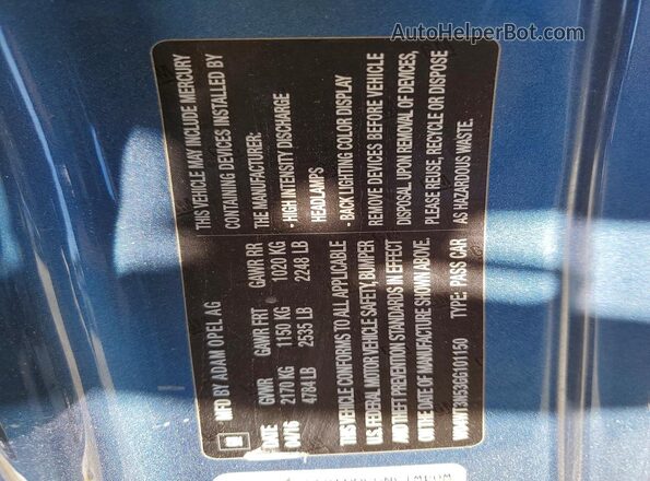 W04WT3N53GG101150 2016 BUICK CASCADA Blue Vista del compartimento del motor