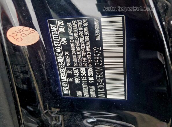 W1K3G4EB0MJ258972 2021 MERCEDES-BENZ A Black ძრავის განყოფილების ხედი
