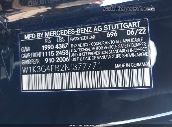 W1K3G4EB2NJ377771 2022 MERCEDES-BENZ A 220 Black Շարժիչի բաժամունքի տեսք