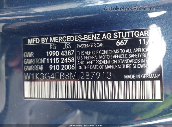 W1K3G4EB8MJ287913 2021 MERCEDES-BENZ A 220 Blue Vista del compartimento del motor