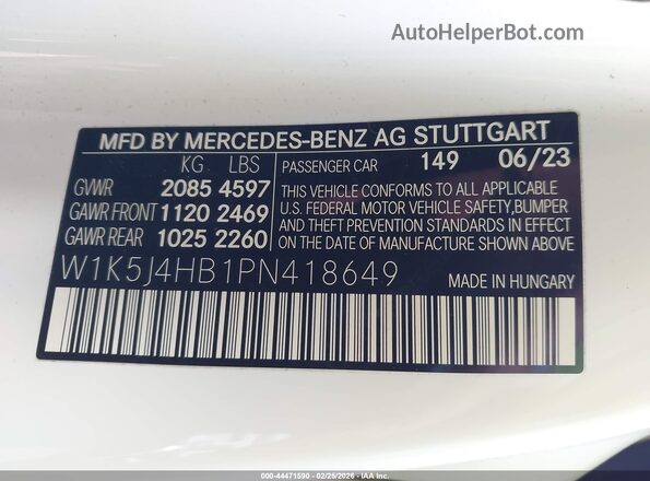 W1K5J4HB1PN418649 2023 MERCEDES-BENZ CLA-CLASS White Engine compartment view