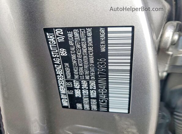 W1K5J4HB4MN179836 2021 MERCEDES-BENZ CLA-CLASS Серебряный Вид наклейки с VIN-кодом