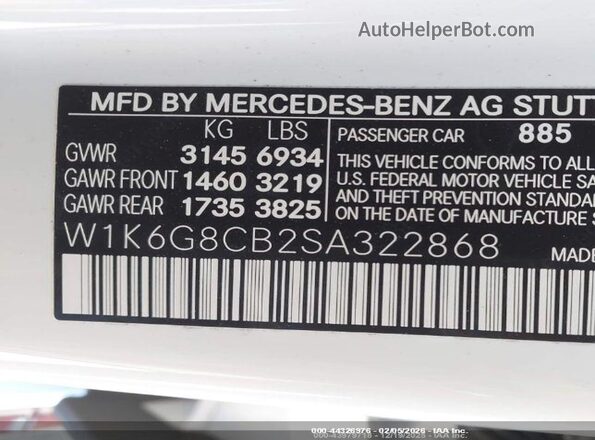 W1K6G8CB2SA322868 2025 MERCEDES-BENZ AMG S 63 E Белый Вид подкапотного пространства
