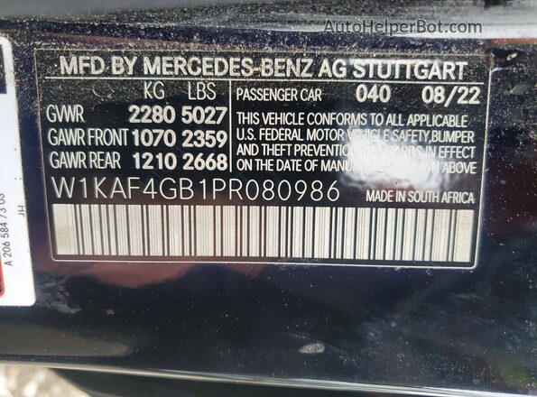 W1KAF4GB1PR080986 2023 MERCEDES-BENZ C Черный 
