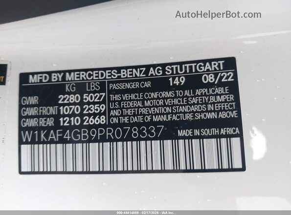 W1KAF4GB9PR078337 2023 MERCEDES-BENZ C-CLASS White Engine compartment view