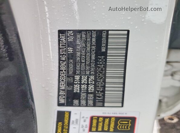 W1KAF4HB4SR254864 2025 MERCEDES-BENZ C White Widok komory silnika