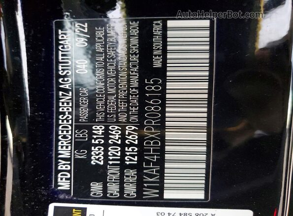 W1KAF4HBXPR086185 2023 MERCEDES-BENZ C Black Вид наклейки з VIN-кодом