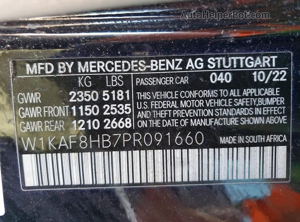 W1KAF8HB7PR091660 2023 MERCEDES-BENZ C Black VIN sticker view