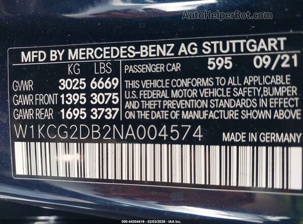 W1KCG2DB2NA004574 2022 MERCEDES-BENZ EQS 450+ Navy Вид подкапотного пространства