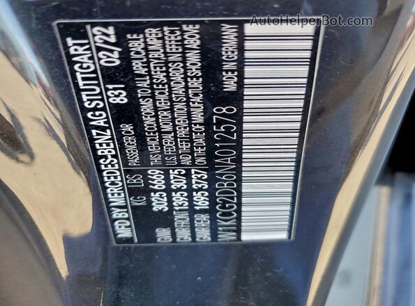 W1KCG2DB6NA012578 2022 MERCEDES-BENZ EQS Black Vista de la etiqueta del VIN