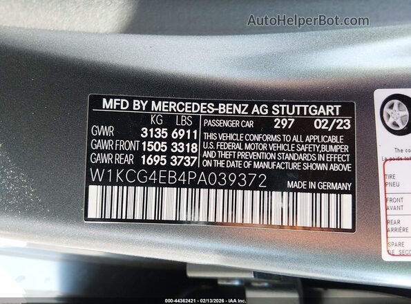 W1KCG4EB4PA039372 2023 MERCEDES-BENZ EQS 580 Gray ძრავის განყოფილების ხედი